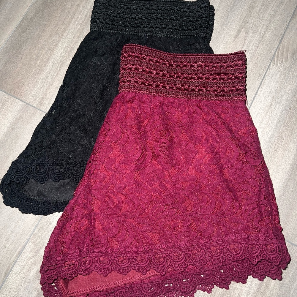 Black and wine crochet shorts. Never worn. Tags still on